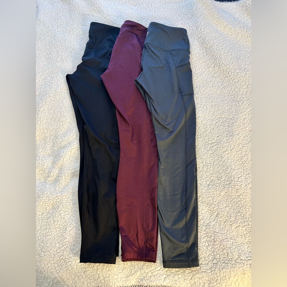 3 pairs of 90° by Reflex High-Waisted leggings. MEDIUM